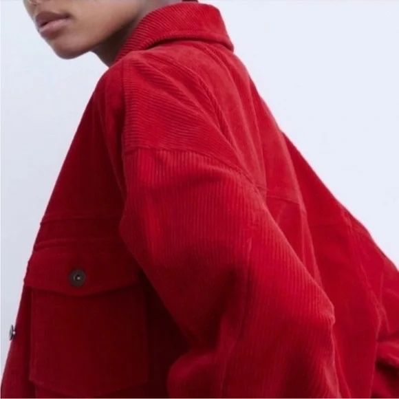 ZARA Corduroy Oversized Shacket Size Medium - Picture 6 of 13